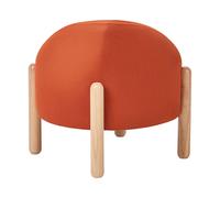 Repose-Pied Pouf en Velours Pieds en Bois Style Rétro Orange Helen
