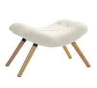 Repose pied salon HOMCOM ottoman pouf salon tabouret de canapé en tissu avec pieds en bois de hêtre, siège rembourré, crème