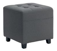 Repose pied salon - HOMCOM - siège rembourré capitonné en tissu aspect lin - poche latérale - 35 x 35 x 35 cm - gris