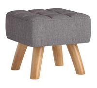 HOMCOM Repose Pied Salon, Ottoman, siège rembourré en Tissu, avec Pieds en Bois, Pouf Salon, pour Chambre à Coucher, entrée, 27 x 27 x 26 cm, Gris