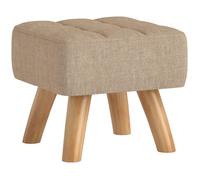 HomCom Repose-pieds Ottoman, siège rembourré en tissu, pieds en bois, 27 x 27 x 26 cm, Marron clair