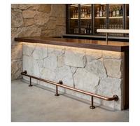 Repose-Pieds De Bar Kit de repose-pieds barre - Support complet en acier inoxydable brossé or rose avec tubes, supports muraux, embouts et connecteur interne(L240cm/7.8ft)