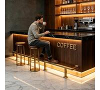 Repose-pieds de Bar Rail Barres Repose-pieds pour Café Longueurs 91 122 148 183 210 cm Kit Repose-pieds Bar Professionnel Acier Inoxydable Tube Rectangulaire Comptoir D'hôtel(114cm/3.74ft)