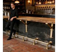 Repose-pieds de Bar Rail Kit Repose-pieds Couleur Champagne Doré, Repose-pieds Rond Mural Sol pour Îlot Cuisine, Accessoires pour Repose-pieds Comptoir D'hôtel Café(200cm(78 3/4"))