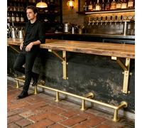 Repose-pieds de Bar Rail Kit Repose-pieds Couleur Champagne Doré, Repose-pieds Rond Mural Sol pour Îlot Cuisine, Accessoires pour Repose-pieds Comptoir D'hôtel Café(210cm(82 5/8"))