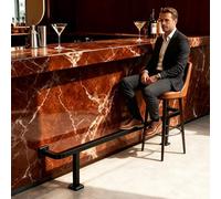Repose-pieds de Bar Rail Repose-pieds de Bar de 82 89 91 190 340 460 490 cm de Long, Kit Repose-pieds Mural Sol Noir Brossé, Tube Carré en Acier pour Bar Domicile(590cm/19.36ft)