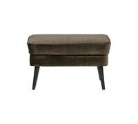 Repose-pieds en velours gris, uni, carré, rembourré mousse - Woood, Rocco - 77x51x47 cm