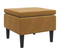 Repose-pieds marron de velours avec des pieds en bois, Pouf pour le salon | Charge maximale de 110 kg, design compact, structure stable, aspect élégant