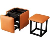 Repose-pieds pliable avec rangement, ottomane cube multifonction, tabouret bas empilable avec roulettes pivotantes pour chambre à coucher, salon, salle à manger, bureau