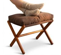 Repose-pieds pliable en bambou avec coussin - Repose-pieds rembourré pour salon, chambre à coucher et changement de chaussures - Repose-pieds en bois robuste
