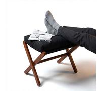 Repose-pieds pliable en bambou avec coussin - Repose-pieds rembourré pour salon, chambre à coucher et changement de chaussures - Repose-pieds en bois robuste