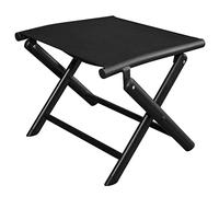 Repose-pieds pliable noir en aluminium et textilène, pliable et peu encombrant, léger et robuste, pour jardin, balcon, terrasse et camping, résistant aux intempéries, 41 x 49,5 x 38 cm