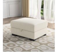 Repose-Pieds Pouf de Rangement - Design Élégant et Pratique - en Velours Côtelé Beige