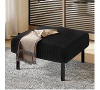 Repose Pieds Pouf Velours Noir côtelé haut de gamme structure métallique multifonction