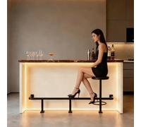 Repose-pieds pour bar de style industriel, Repose-pieds sur pied en acier inoxydable avec support, tube carré, noir, plusieurs tailles(L 13.5ft (411cm))
