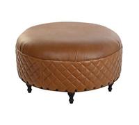 Repose-pieds rond en cuir coloris marron -diamètre 94 x hauteur 54 cm --