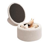 Repose-pieds rond en peluche douce avec rangement | Pouf avec dossier pour repose-pieds pour la décoration de chambre, salon, maison, canapé, entrée et maquillage