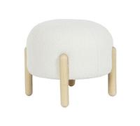 Repose- pieds rond en polyester et bois naturel - diamètre 45 x hauteur 36 cm --