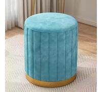 Repose-pieds rond en velours avec base en métal doré, table d'appoint multifonctionnelle et tabouret de coiffeuse pour salon, chambre à coucher, dortoir