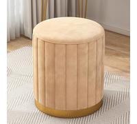Repose-pieds rond en velours, petit repose-pieds rembourré pour salon et chambre à coucher, meuble d'appoint marron élégant