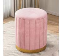 Repose-pieds rond en velours, table d'appoint multifonctionnelle et tabouret de coiffeuse avec base en métal doré et design plissé pour salon, chambre à coucher, dortoir