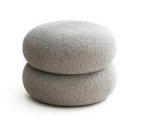 Repose-Pieds Rond Moelleux, Banc à Chaussures Bas avec Cadre en Bois Massif, Coussin rempli d'éponge, Base antidérapante pour l'entrée, Le Salon, la décoration de la Maison 2-Layer Grey