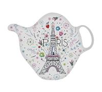 Repose sachet de thé Paris Tour Eiffel - Motif Tour Eiffel en fleurs sur fond blanc - mélamine de qualité
