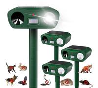 Répulsif à ultrasons Solaire pour Animaux avec lumière stroboscopique - Anti-Taupes, répulsif pour Chats de Jardin - Efficace Contre Chats, Chiens, fouines, Oiseaux - Lot de 4 pièces