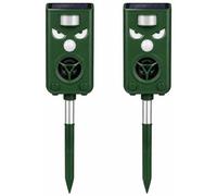 Répulsif à ultrasons solaire pour chats - Répulsif pour chiens et oiseaux - 2 x 2,4 V - Peut être rechargé via USB, idéal pour le jardin