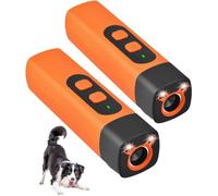 Répulsif chien ultrasonique - Lot de 2 - 3 fréquences réglables - Rechargeable USB - Lampe torche LED
