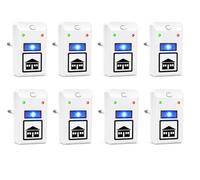 Répulsif électrique anti-parasites, technologie ultrasonique 25 kHz, appareil intérieur pour souris, rats, cafards, moustiques, mouches, fourmis, araignées et mites, veilleuse LED, Pack de 8