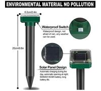 Répulsif pour Anti Taupe Solaire à Ultrason Lot de 4, IP65 imperméable Souris Repeller Exterieur pour Anti Gopher, Serpent