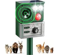 Répulsif solaire à ultrasons pour animaux d'extérieur, 2026 amélioré avec capteur PIR et lumière clignotante, dispositifs répulsifs pour chat, raton laveur, écureuil, lapin, mouffette pour terrasse