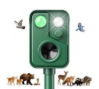 Répulsif solaire à ultrasons pour animaux - Répulsif pour chats et cerfs - Avec détecteur de mouvement et lampe de poche, étanche, pour écureuil, raton laveur, lapin, renard, chien, mouffettes pour