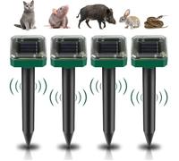 Répulsif Solaire Ultrasons Rats 4 Pièces Anti Serpents IP65 Étanche Répulsif Taupes Rongeurs Extérieur Jardin