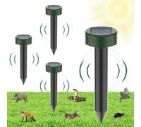 Répulsif Taupe Solaire à Ultrason 4 Pièces, Répulsif Solaire à Ultrasons pour Souris, pour Pelouse, Jardin Résistant aux Intempéries pour Taupe, Serpent, Campagnol, Gopher et Autres Animaux