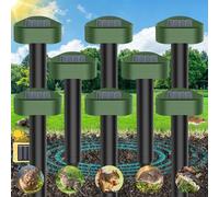 Répulsif Taupe Solaire à Ultrason Lot de 8, Répulsif à Ultrasons Utilisé pour Repousser Les Animaux Fouisseurs Tels Que Les Taupes Campagnols Serpents Lézards etc, Protection Pelouses Jardins
