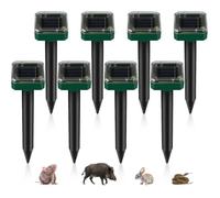 Répulsif Taupe Solaire, Lot de 8 Pièces IP65, Ultrasons Professionnel Anti-Campagnols et Serpents, Extérieur Étanche