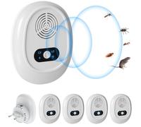 Répulsif Ultrason Moustique, 6 PCS Puissant Répulsif à Souris, Ultrasonique Anti-Rongeurs Insectes, Électronique Ultrason pour Rats, Araignée,Cafard,Mouche