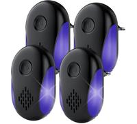 Répulsif Ultrason Souris et Rats 4 Pack Puissant Ultrasonique Contre Les Nuisibles for Anti Mouse Rats Rongeurs Araignée and Noir
