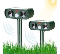 Répulsif ultrasons animaux - Pack de 2 - Imperméable - Lumière LED intégrée - Détection 120° - Portée jusqu'à 9m