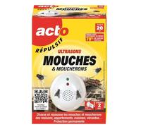 RETRO | RÉPULSIF ULTRASONS MOUCHES, MOUCHERONS |Blister de 1 émetteur fixe pour 40 m² | RUSMO1
