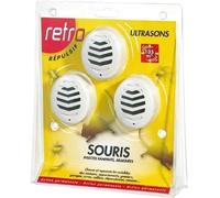 Répulsif ultrasons souris insectes rampants - 135 m² - Lot de 3 émetteurs