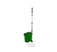 Requisite Needs Ensemble balai à franges et seau professionnel robuste avec essoreur et deux têtes de balai traditionnelles en coton pour nettoyer les sols - Seau à franges d'une capacité de 16 l avec