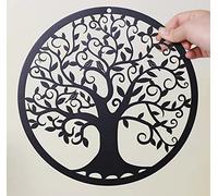 RESACO Décoration murale arbre de vie en métal - 27,9 cm - Arbre de vie - À suspendre - Pour salle de bain, cuisine, salon, chambre à coucher, intérieur et extérieur (noir)