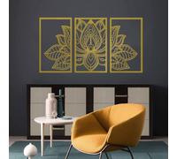 Resama Lot de 3 Pièces Art Mural Fleur de Lotus Décoration Murale Mandala en Métal Décoration Murale Unique Fleur de Lotus pour Salon, Chambre, Bureau et Salle de Yoga Décoration à Suspendre (Doré)