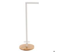 RESERVE ET DEROULEUR PAPIER WC BAMBOU METAL - BLANC - Tendance