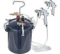 Réservoir à peinture en spray sous pression, 10 L/2,5 gal, réservoir à peinture sous pression à air, deux buses de 1,5 mm + 4 mm, deux pistolets à peinture en spray pour l'industrie, la décoration int