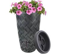 Réservoir de récupération d'eau de pluie de 240 litres, couleur anthracite, avec possibilité de plantation, hauteur de 112 cm, inclut un kit de raccordement de gouttière. Réservoir d'eau pour jardin,