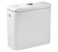 Réservoir de toilette avec couvercle et double chasse d'eau, de couleur blanche, compact et de forme ronde